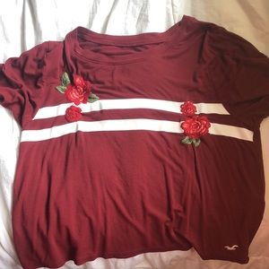 Easy tee Burgundy with roses